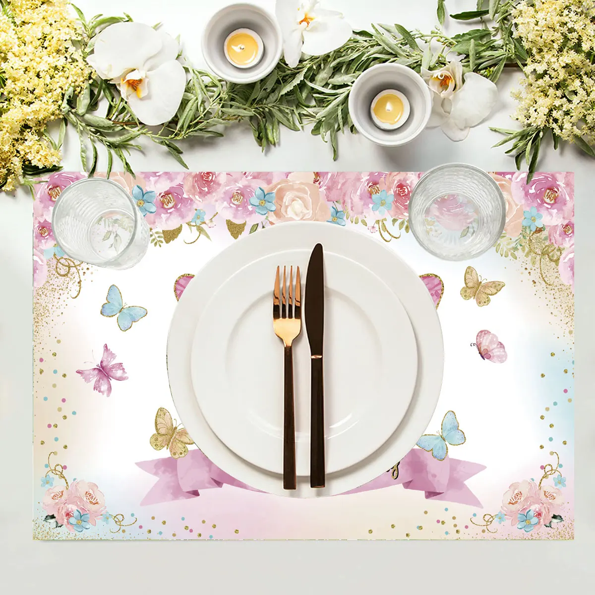 Jungle Animal Disposable Paper Placemats Happy Birthday Party Decorations Kids Butterfly Party Decor Safari Baby Shower