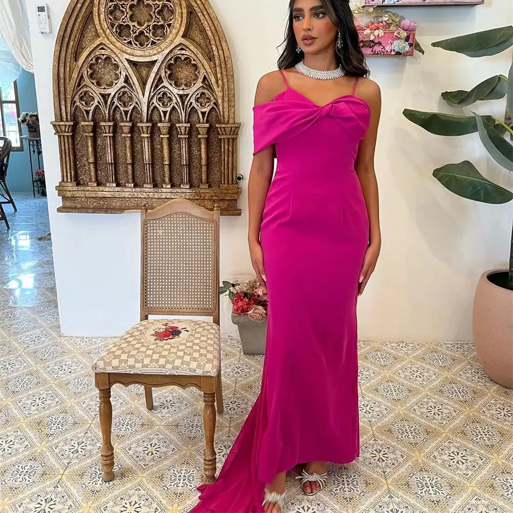 

Off the Shoulder Pleat Prom Gown Spaghetti Strap Sleeveless Evening Dresses Modern Backless Party Dress فساتين للحفلات الراقصة