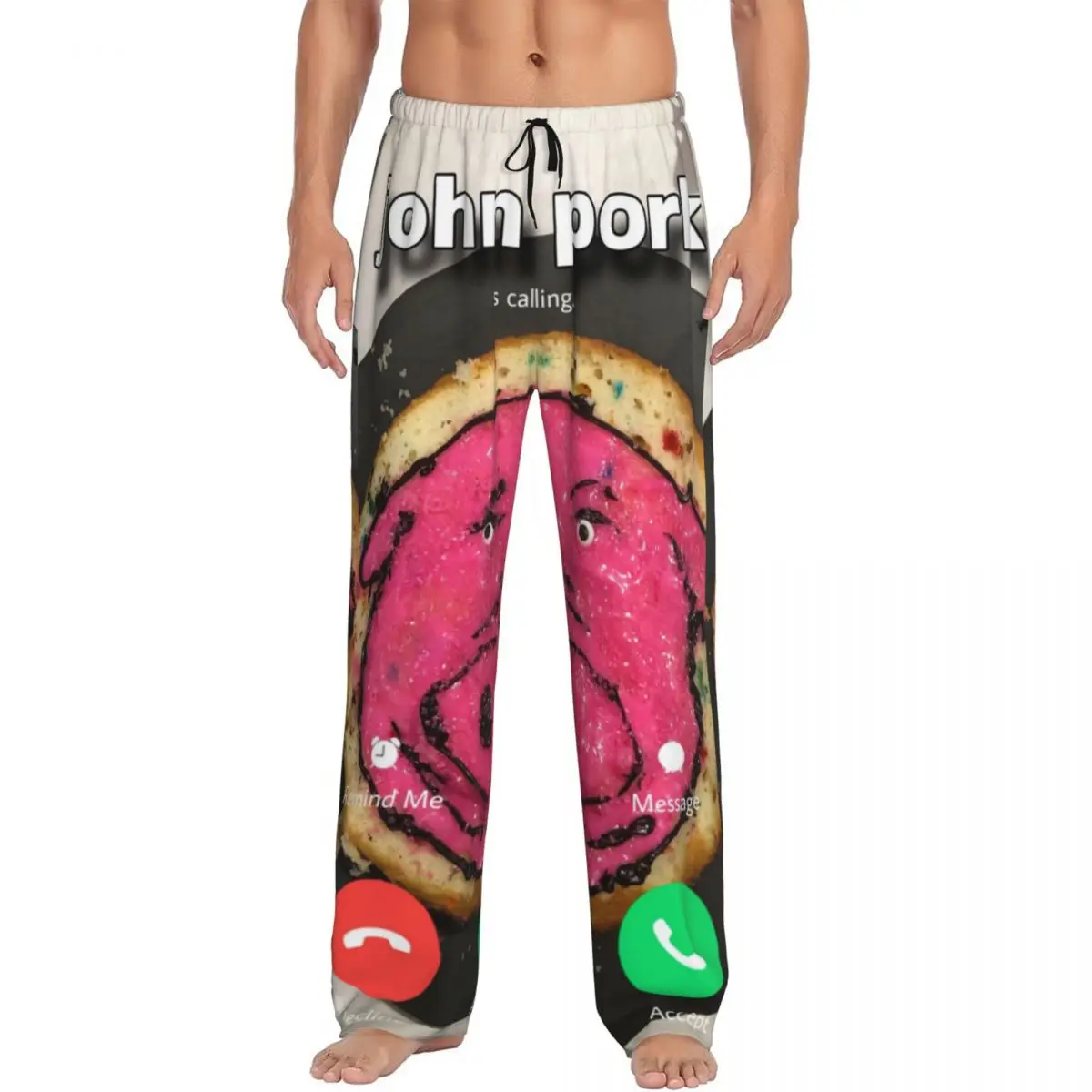 مخصص جون بورك يدعو بيجامة السراويل الرجال مضحك خنزير ملابس خاصة صالة النوم قيعان تمتد مع جيوب