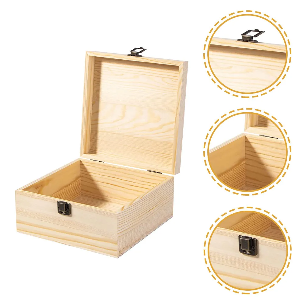 

Прямоугольный деревянный ящик для хранения с передней защелкой, необработанный, для самостоятельной сборки, органайзер для колец, ожерелий, браслетов и ювелирных изделий