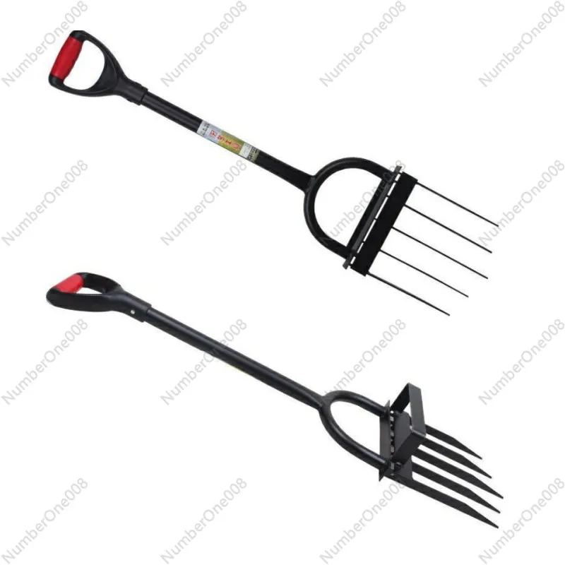 Earth-turning artifact Manual earth-turning rake outdoor plowing hoe deep-turning tool farm fork tool household earth-digging