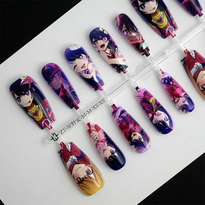 Ai Hoshino Ruby Hoshino Cute Idol Pretty Fake Nails Kawaii Cartoon Waifu Otaku Detachable False Nails Creative Press on Nails