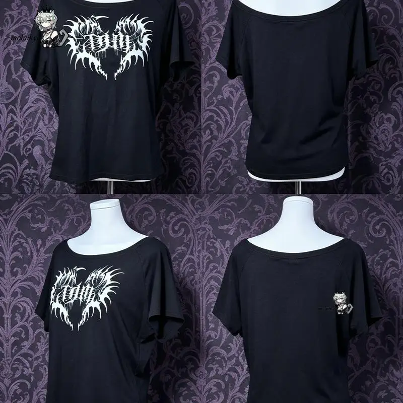 Japanese Sweet Cool Sexy Off Shoulder Short-Sleeved Top Graphic T Shirts Original Mine Series Subculture Dark Girl Cute T-Shirt