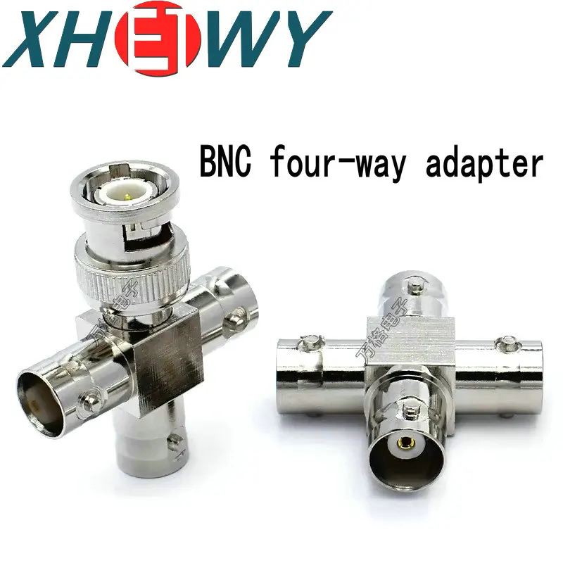 

BNC four-way adapter, one male and three female BNC RF oscilloscope adapter, female copper