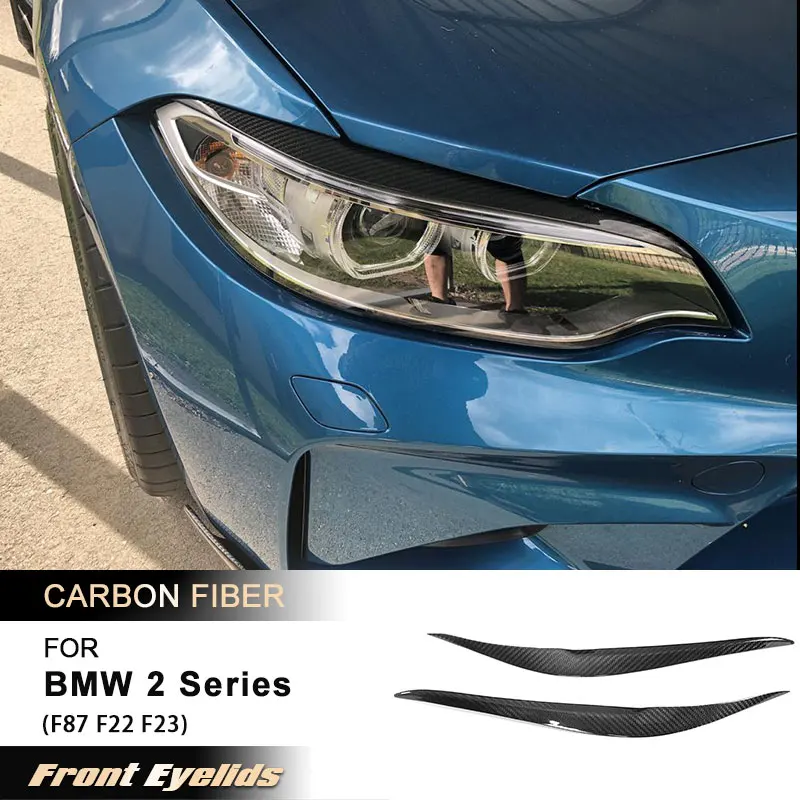 Car Front Bumper Headlight Eyelids for BMW 2 Series F87 M2 F22 F23 M Sport Coupe 2014-2018 Front Eyebrows Body Kits Carbon Fiber