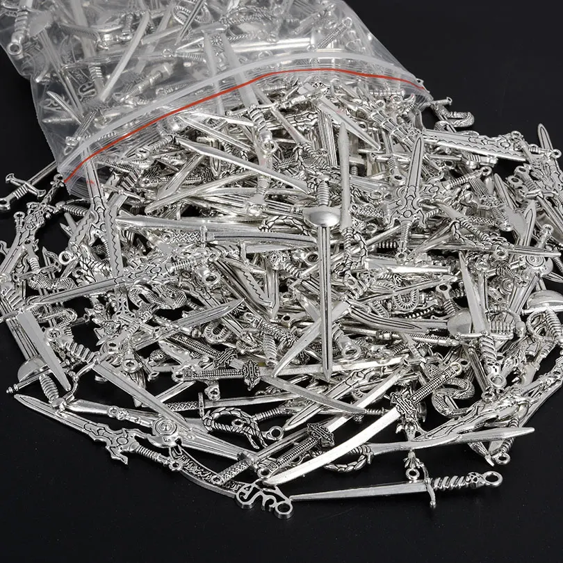10/20Pcs Vintage Knight Sword Charms for DIY Crafting