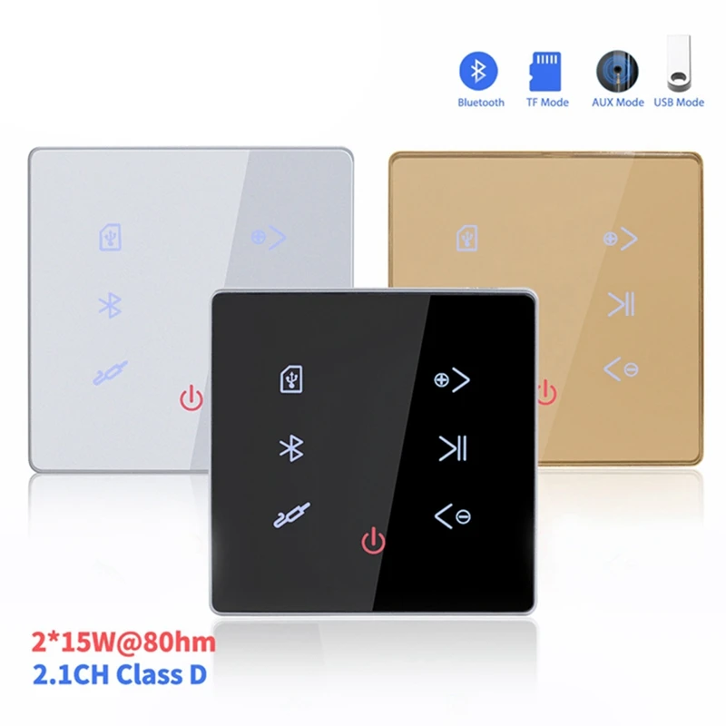 Bluetooth Amplifier In Wall USB SD Card Music Panel Smart Home Background Audio System Stereo For Hotel Restaurant Gold