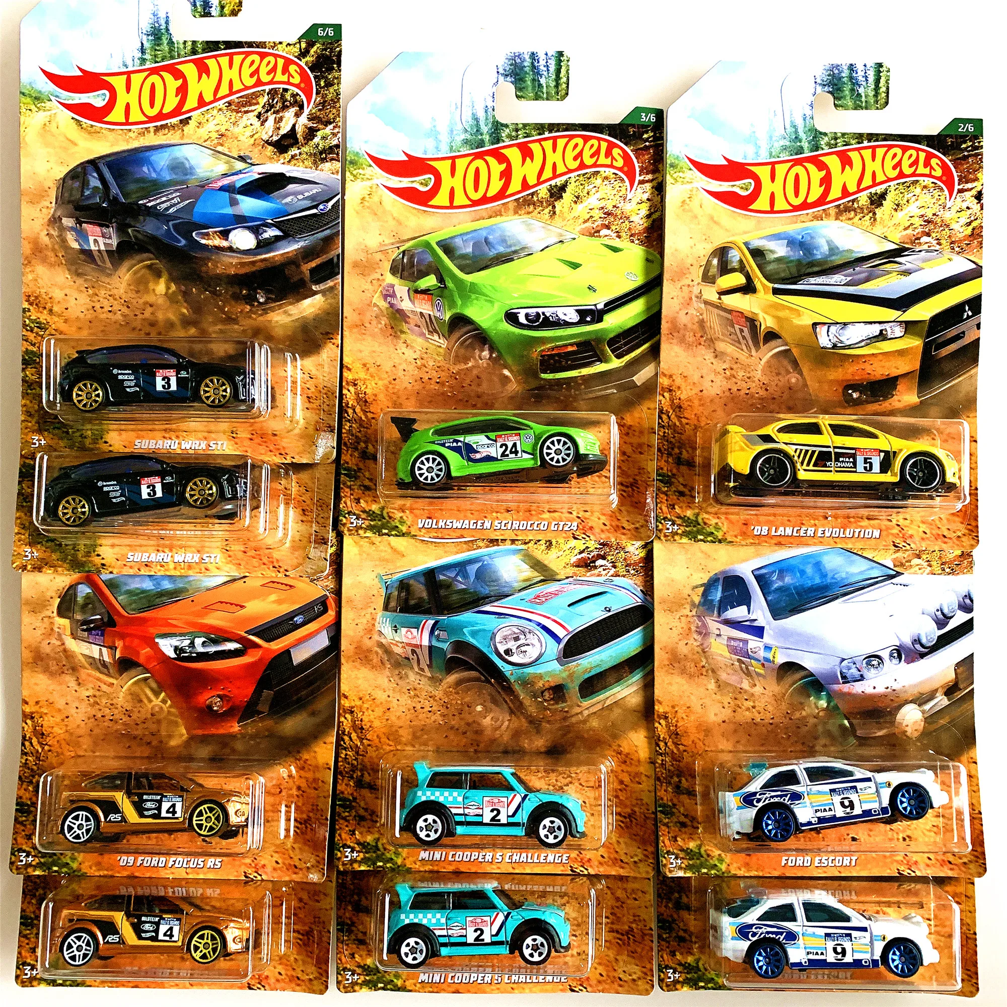 10Pcs/box Hot Wheels Sports Wilderness Rally Foro Escort Lancer Evo Scirocco Gt24 Mini Cooper S Alloy Gift Collection Car Toy