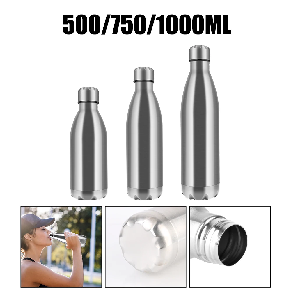 Single Wall Water Bottle Stainless Steel Outdoor Travel Sports Drink Bottles 500ML 750ML 1000ML Water Cola Bottle