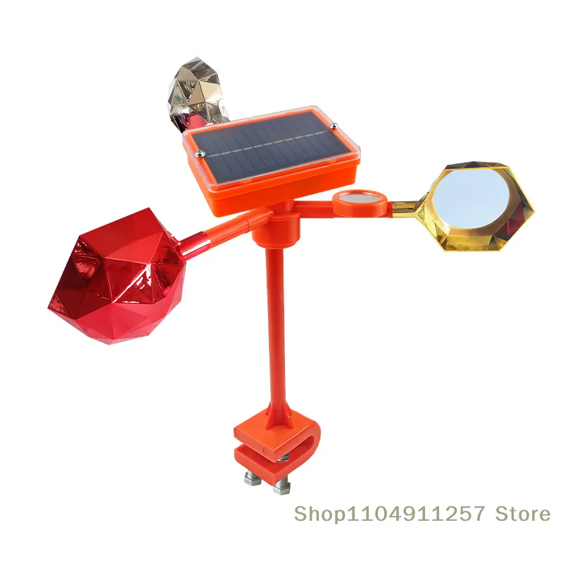 Solar Powered Voice Bird Deterrent Device With 3 Pieces 360° Reflective Rotating Prisms Cups For Outdoor Garden Yard Scare Birds