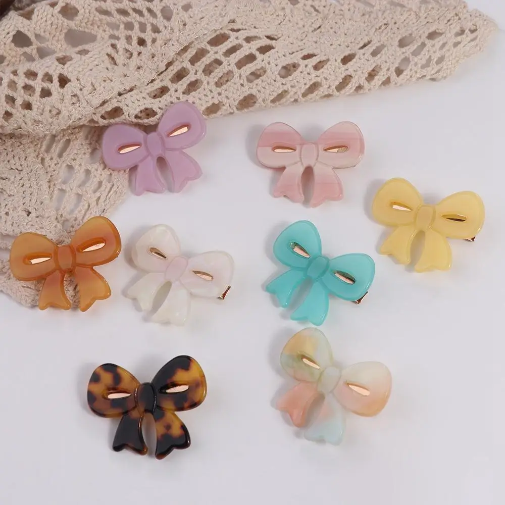 Acetato de ácido acético Duckbill Clip estilo coreano Bow Hairpin clipe de cabelo pequeno Bowknot Headwear Hairpin criativo para meninas