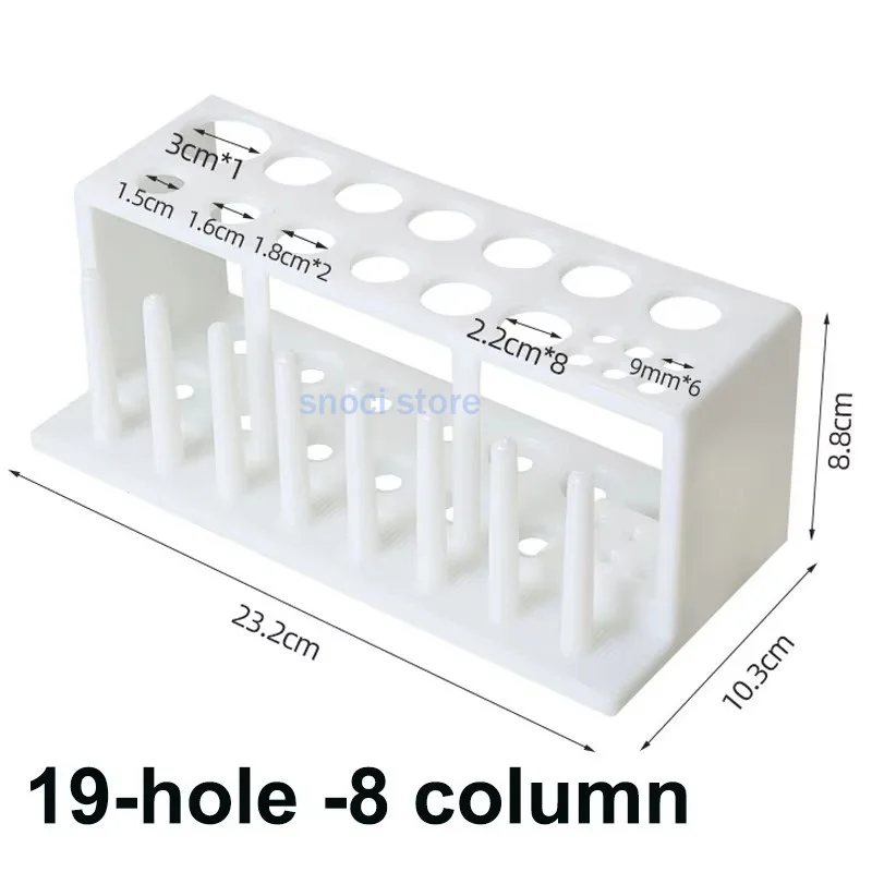 Plastic Test Tube Stand 6/8/10/12 Holes Laboratory Instrument Test Tube Support Rack Stand Shelf，Polyethylene, White/yellow