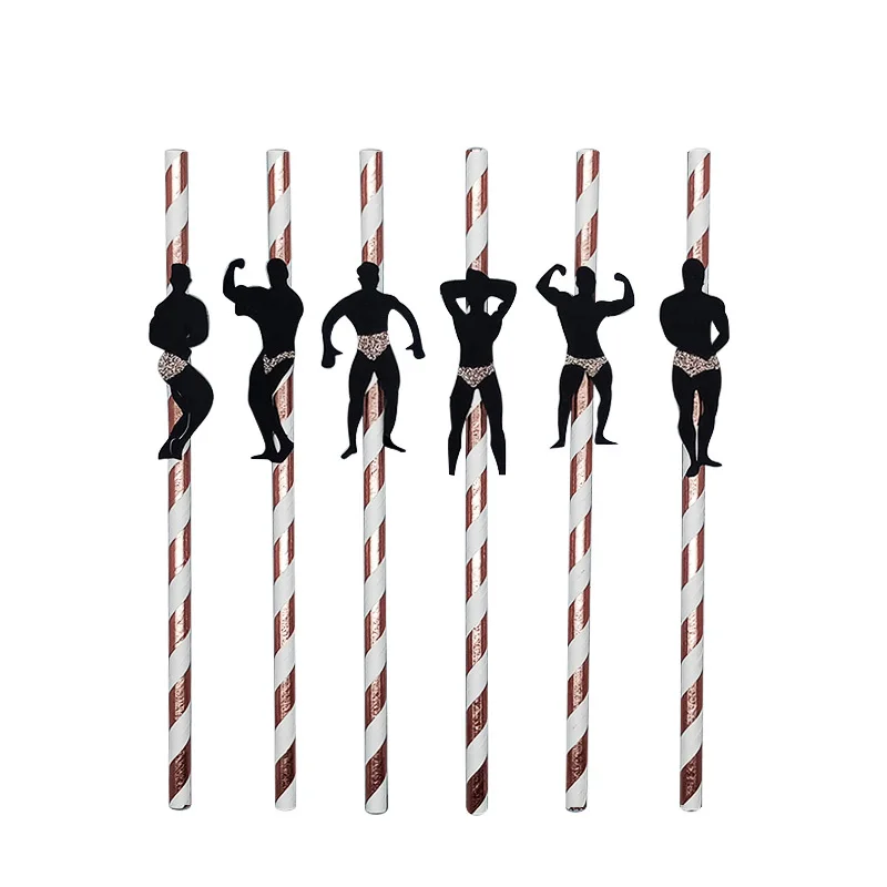 6Pcs Stripper Dancing Men Straws Bachelorette Party Decorations Straws Mexican Fiesta Party Drinking Favors Adult Party Supplies