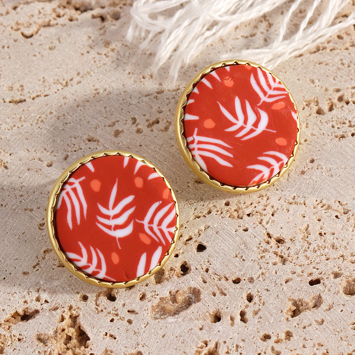 AENSOA Fashion Graffiti Round Polymer Clay Stud Earrings For Women Colorful Cute Geometric Circe Earring Jewelry Gift Wholesale