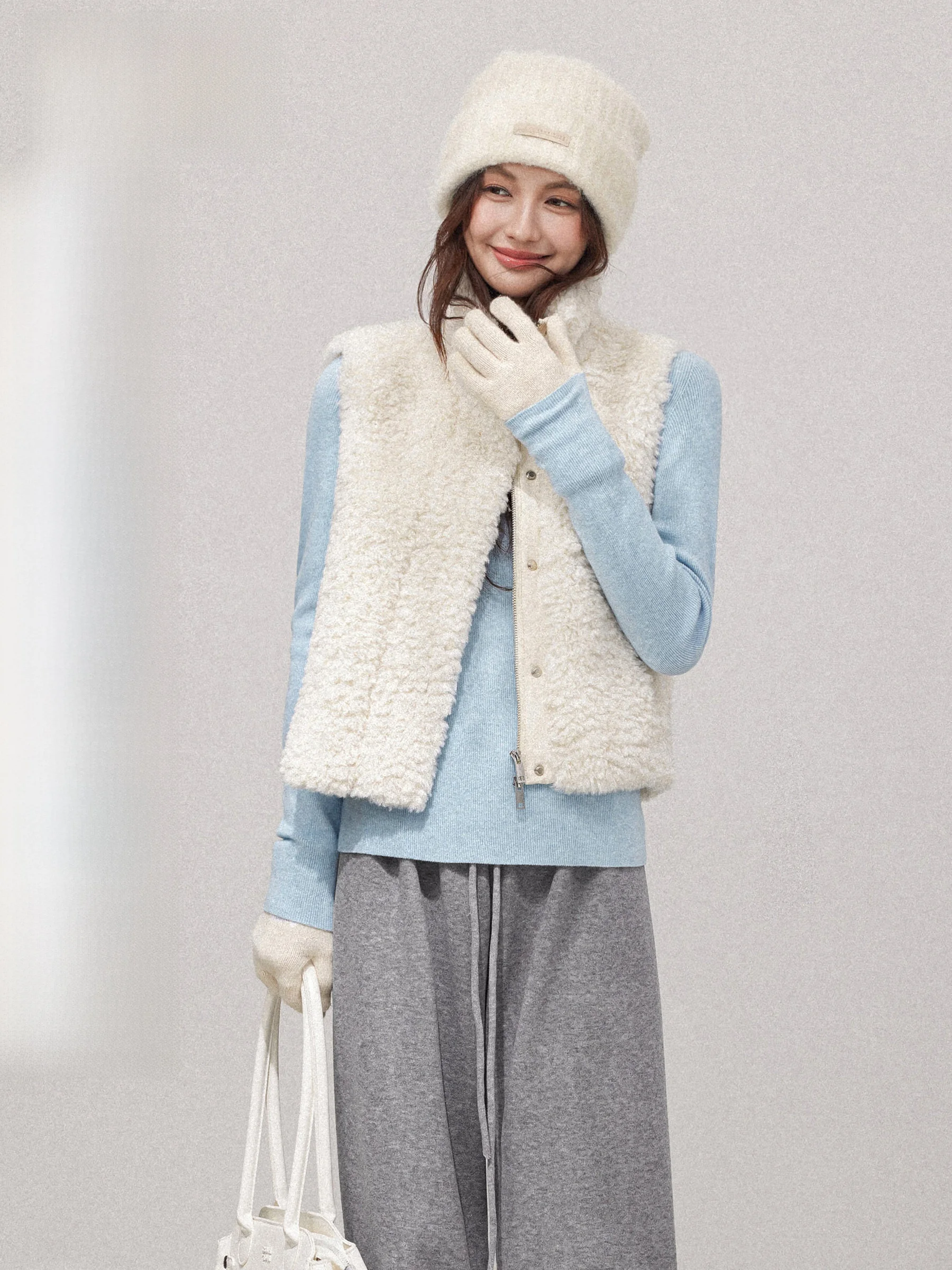 

Теплый жилет из меха ягненка, женский модный универсальный воротник-стойка, пальто-конверт, осень-зима, китайский бренд, 25-29 лет