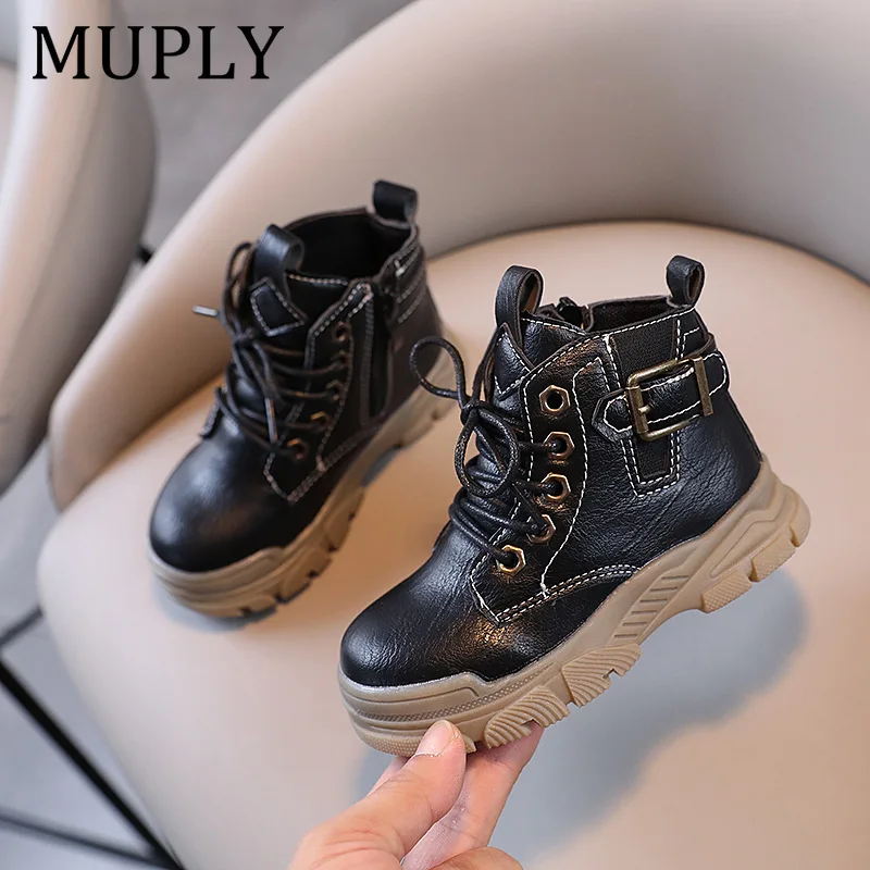 Girls Ankle Boots Fashion Autumn and Winter Non-slip Boys PU Leather Short Boots Children Korea Shoes Fall Toddler Girl Boots