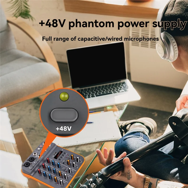 

BTLIFE-4 Channel Audio Mixer DJ Console Mixer With Reverb Bluetooth 5.0 48V Power For PC Recording Karaoke Singing