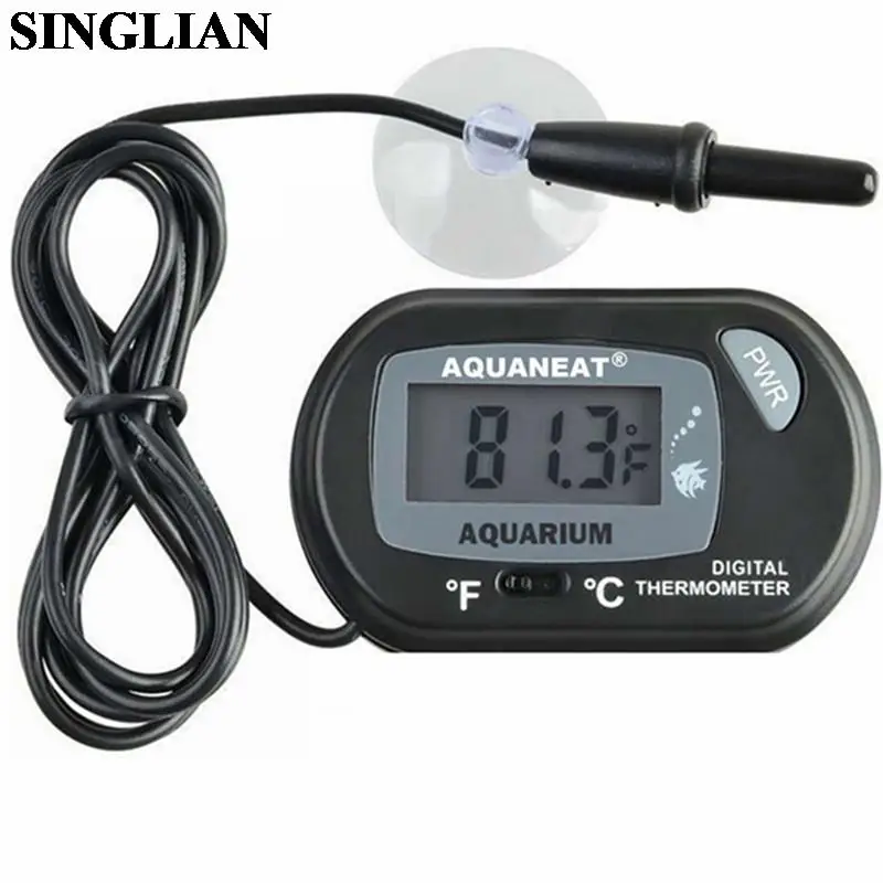 Digital LCD Aquarium Thermometer Waterproof Fish Tank Sensor with Probe Temperature Sensor Measuring Tool with Suction Cup