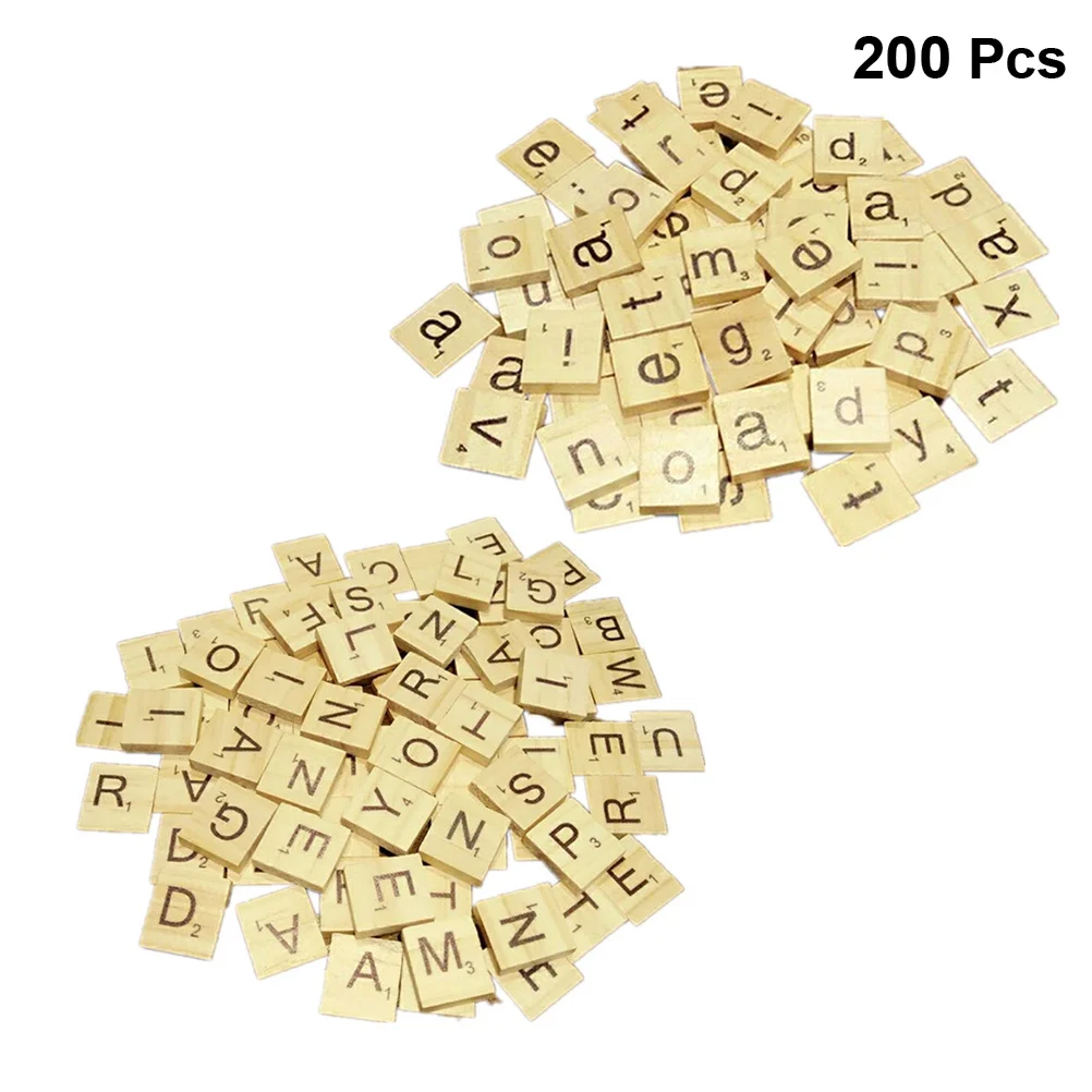 

200 шт., деревянная развивающая головоломка с чипсами английского алфавита для детей раннего обучения, 100 букв в нижнем корпусе