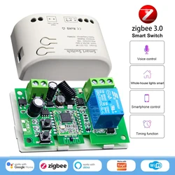 Zigbee Mini Smart Light Wireless Switch 1 Gang Automatic Module 12V 24V 220V Roller Shutter Blinds Curtain Relay Works with Tuya