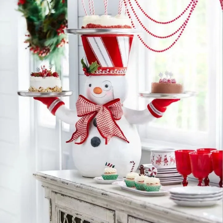 

Christmas Santa Tray - Resin Candy & Snowman Serving Plate, Festive Home Decor, Holiday Party Ornament