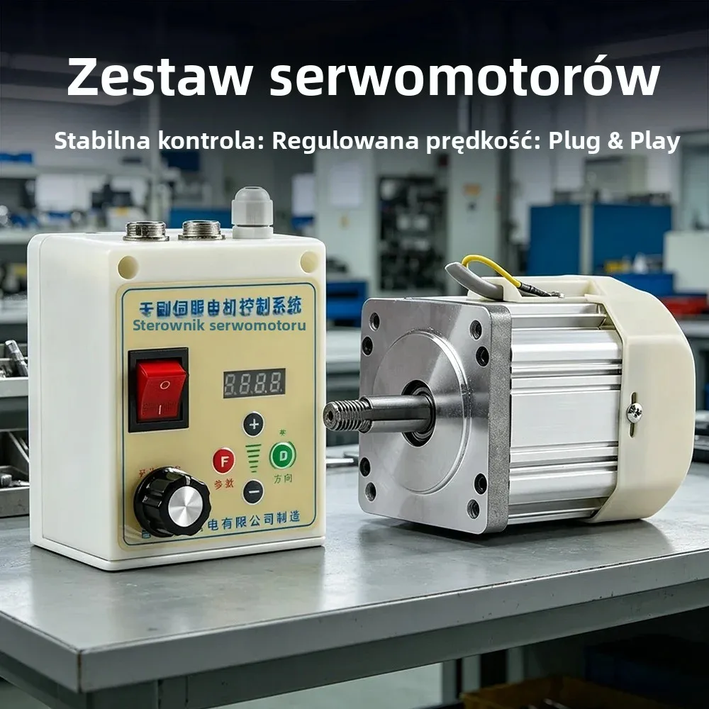 Zestaw sterownika silnika bezszczotkowego z silnikiem, regulowanym sterownikiem prędkości, precyzyjnym systemem sterowania CNC i automatyką.