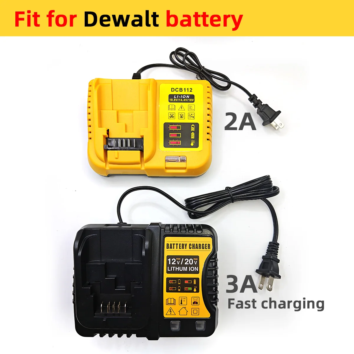 

2A/3A Lithium-Ion Battery Charger for Dewalt 20V DCB206 DCB205 DCB204 DCB203 DCB120,DCB107 DCB115 DCB105(No Battery)