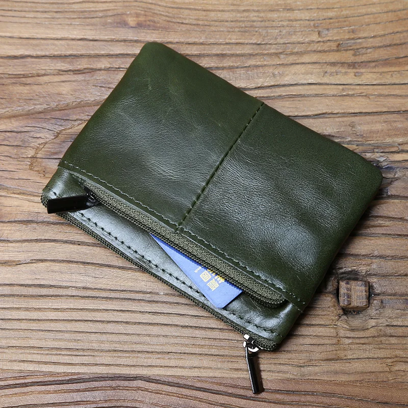 NZPJ Vintage Echtes Leder Herren Null Brieftasche Natürliches Rindsleder Reißverschluss Schlüsseltasche Damen Bankkartentasche Mini Münztasche Kartenhalter – Detail 9