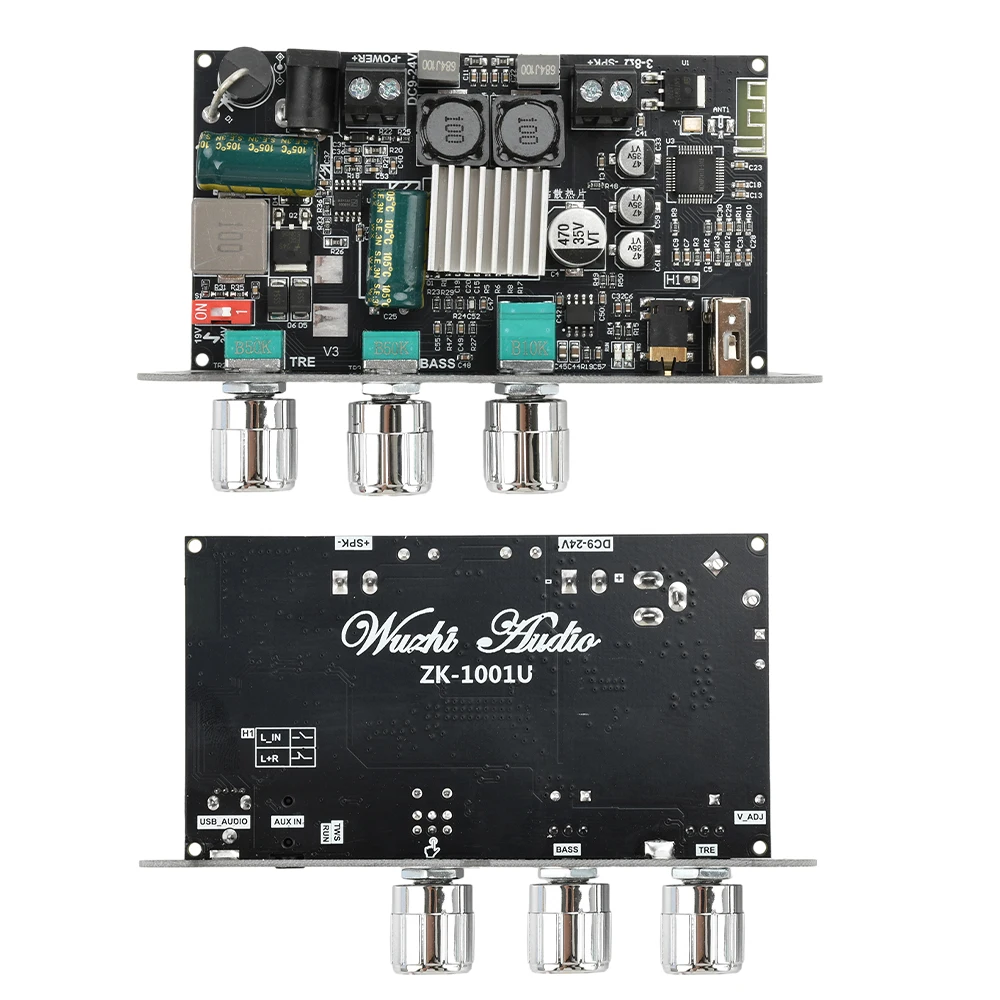 ZK-1001U DC9-24V 100W mono Bluetooth Amplifier Board Module, Compatible with the Wuzhi Audio App, Featuring a TPA3116D2 Amplifier Chip and a 5.5 × 2.1 Socket