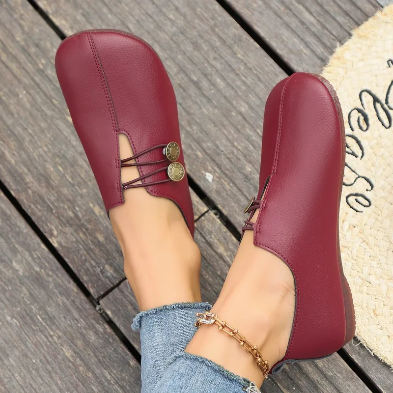 2025 Summer PU Women's Shoes New Solid Color Anti Slip Mommy Shoes Women's Flats Fashion Women's Casual Shoes