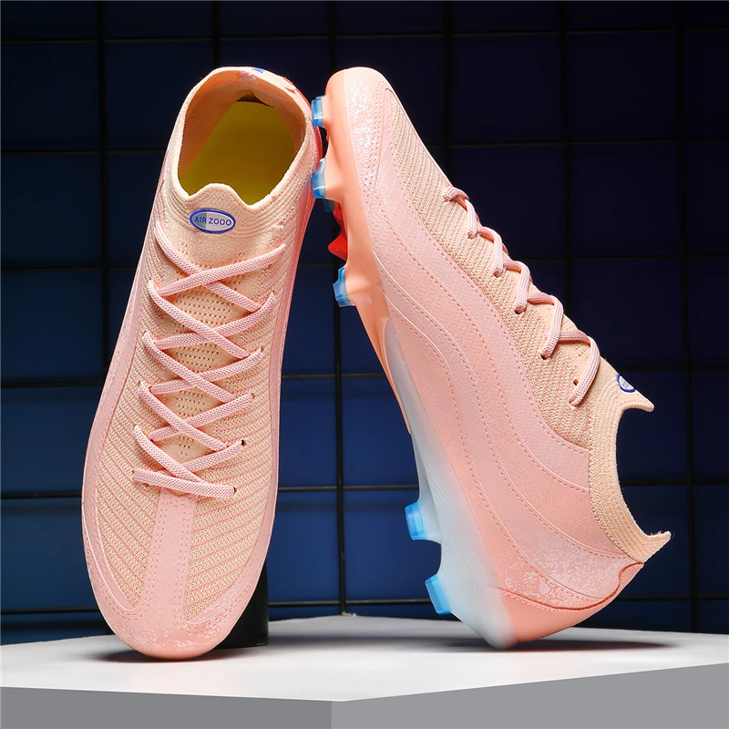 

Men Professional Turf Football Boots Non Slip Long Spike Sole Breathable Lightweight Training Soccer Shoes for Match Game