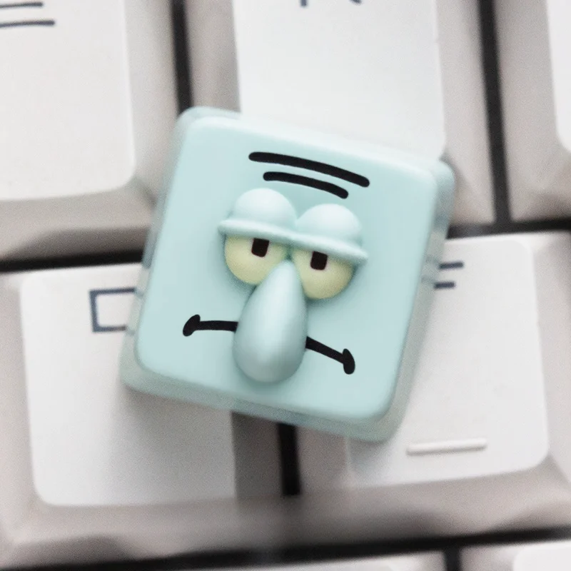 Anime Keycaps Cartoon Series Themed Keycaps Yellow Sponge Red Star Personalized Resin Art Keycaps Mechanical Keyboard Keycaps