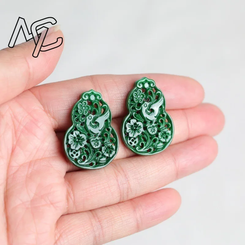 

2pc Natural Jade Dry Cyan Gourd Beads Accessories DIY Earrings Fashion Real Jewelry Charm Amulet Luxury Selling Gifts Women