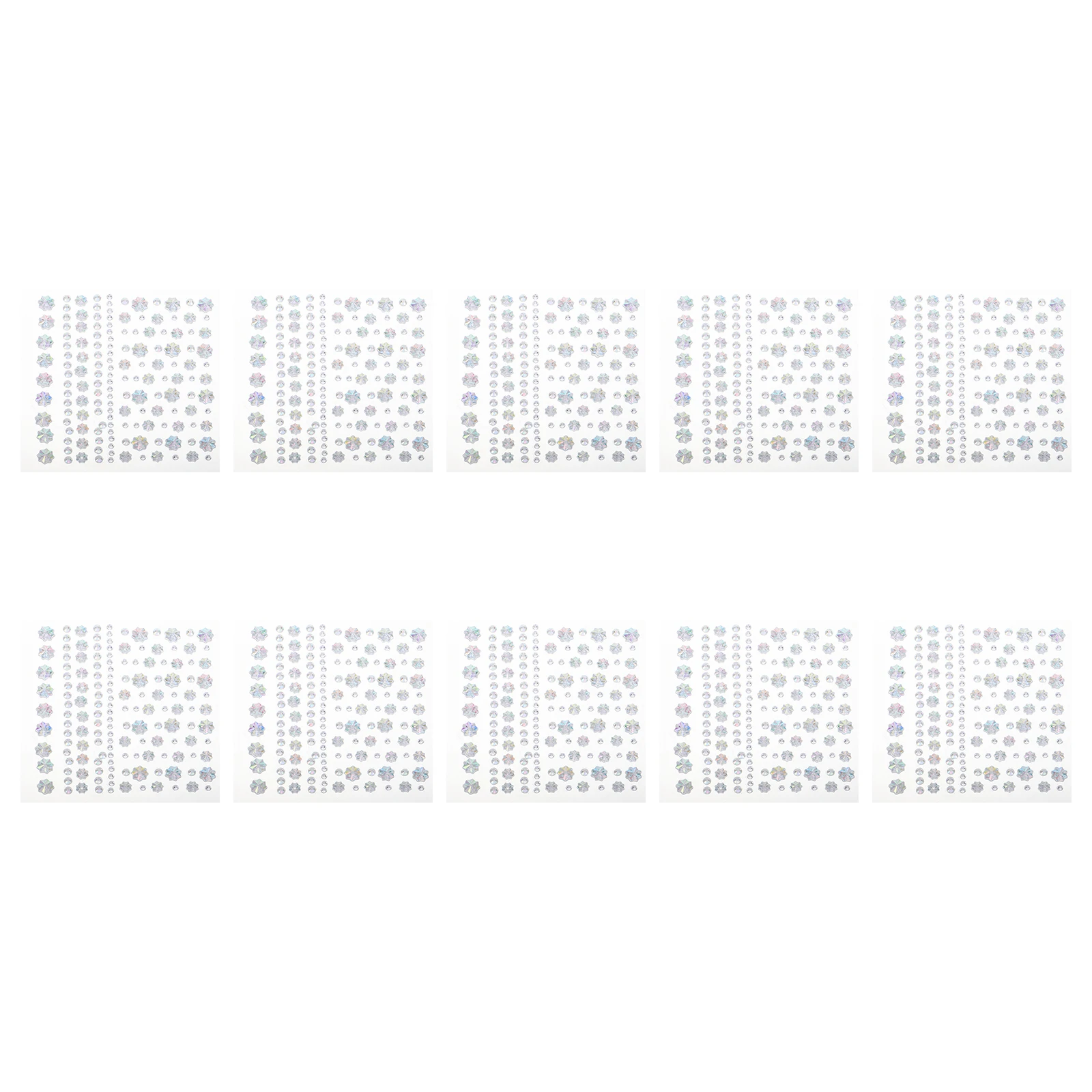 

10 Sheets Makeup Rhinestones Face Stickers Adhesive Diamond Gems Sparkling Resin Gems Eye Nail Decor Stick