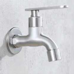 1pc Washing Machine Faucet G1/2' Laundry Bathroom Outdoor Garden Bibcock Fast Open Cold Tap Wall Mount 304 Stainless Steel