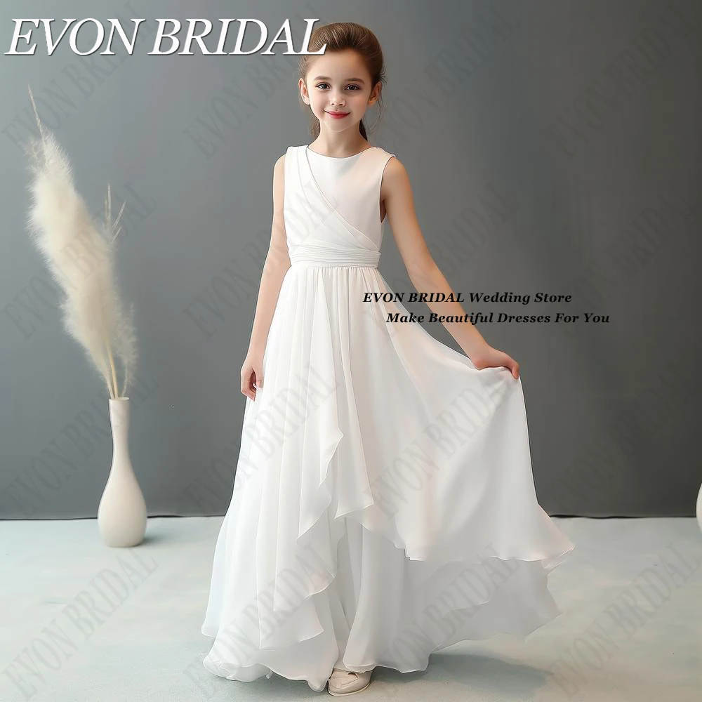 Chiffon Bridesmaid For Junior Floor-Length Flower Girl Dress For Wedding Party 2024 Little Bridesmaid Kids First Communion Gowns