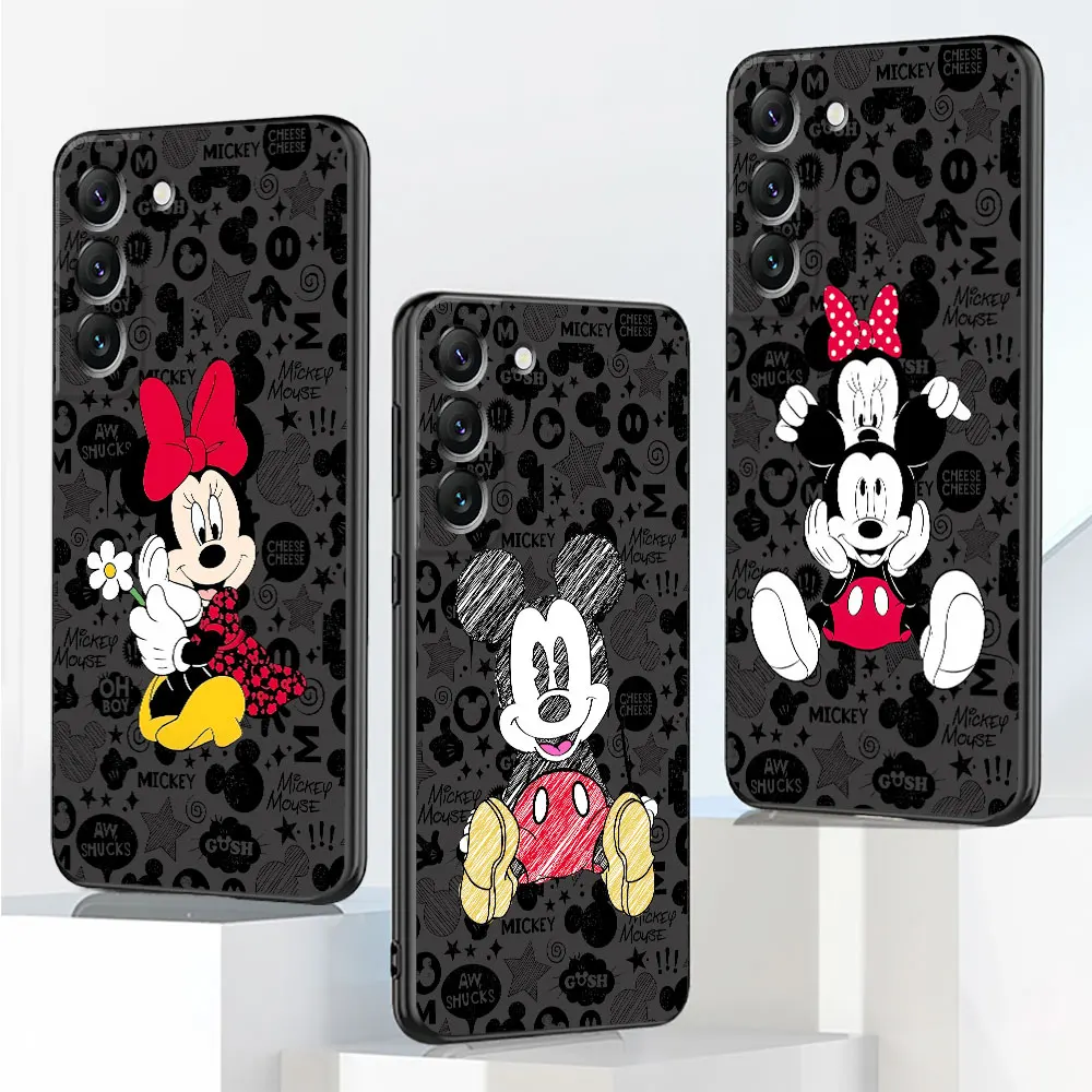 Phone Case for Samsung Galaxy S21 FE S21 5G S24 Ultra S20 S22 Plus S23 Ultra Silicone Cover Bumper Disney Mickey Minnie Mouse