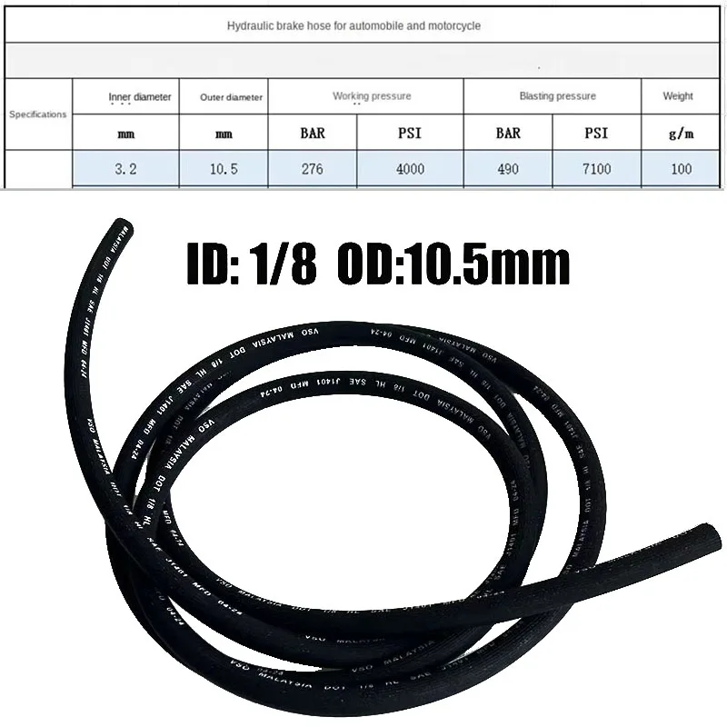 Cars High-Pressure Hydraulic Brake Hose Automotive 1/8 Rubber Disc Brake Line 20-500cm Universal Fit Brake Clutch Oil Male M10X1