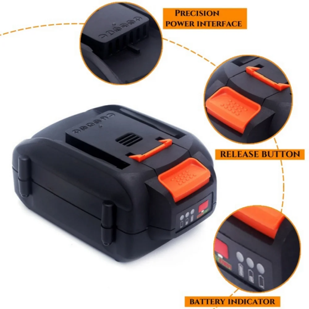 بطارية ليثيوم 40 فولت 6000 مللي أمبير في الساعة مناسبة لـ Worx WG180 WG280 WG380 WG580 40 فولت أدوات حديقة جزازة العشب تحل محل بطارية قابلة للشحن