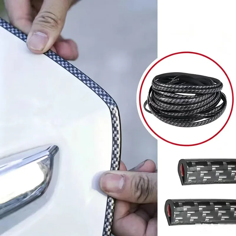 5M Carbonfaser Auto-Türkantenschutz Zierleiste Kratzschutz Chrom DIY Silber Karosserie-Schutzstreifen – Detail 5