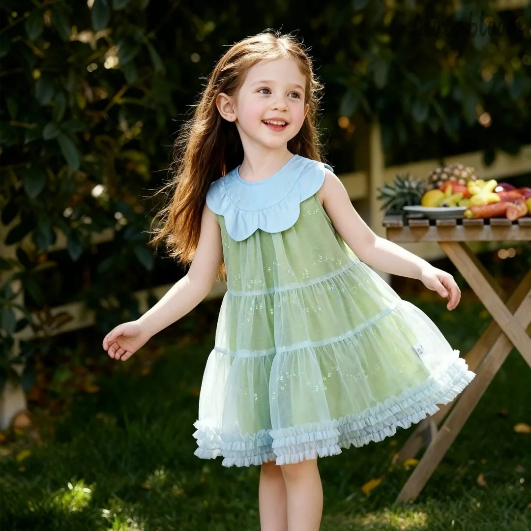 

Forest Green Princess Dress Lustrous Summer Gown Fresh Adorable Flower Girl Dress Short Party Evening Dress