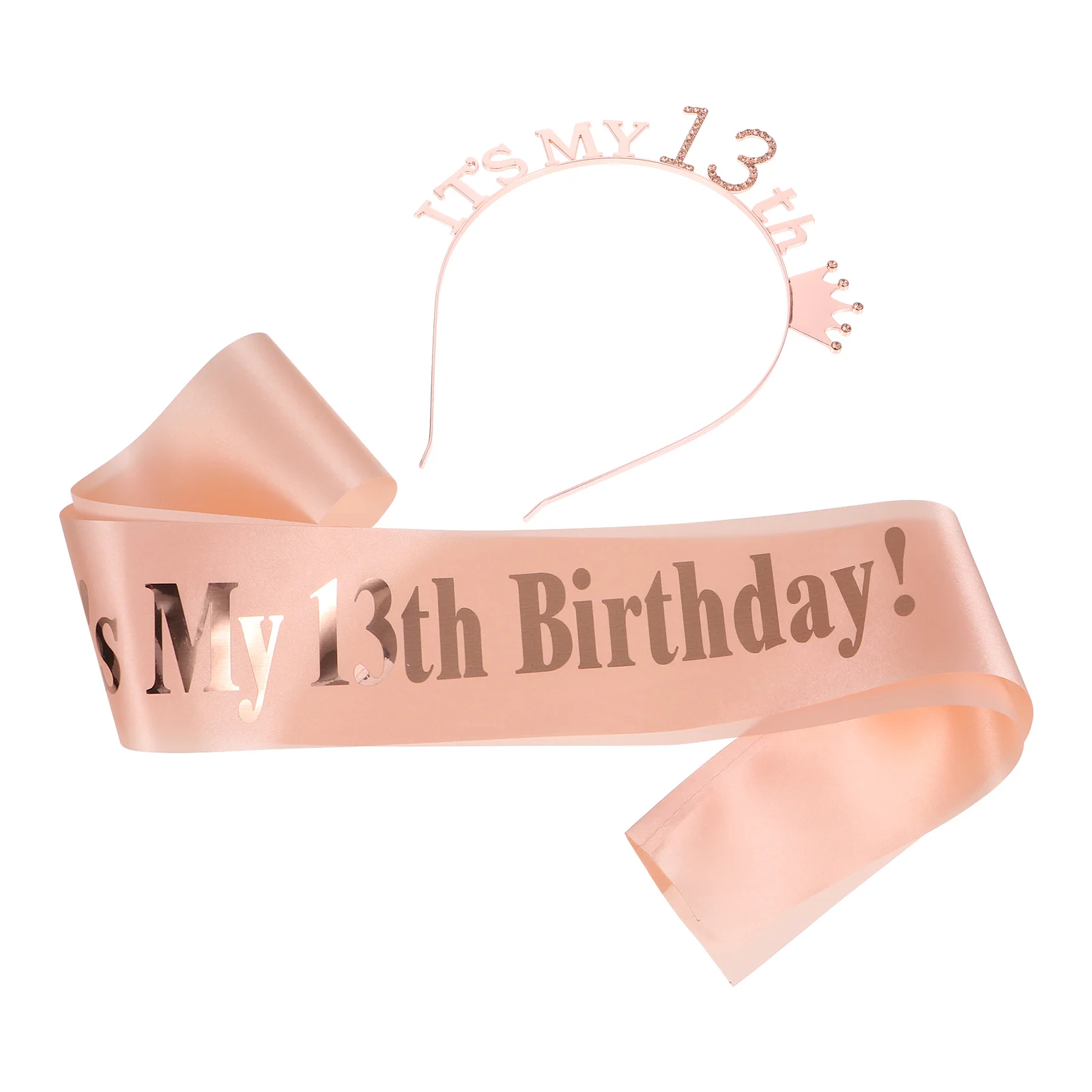 

Princess Birthday Tiara Crown Headband Girl Headbands Party Sash Happy Bride for Girls