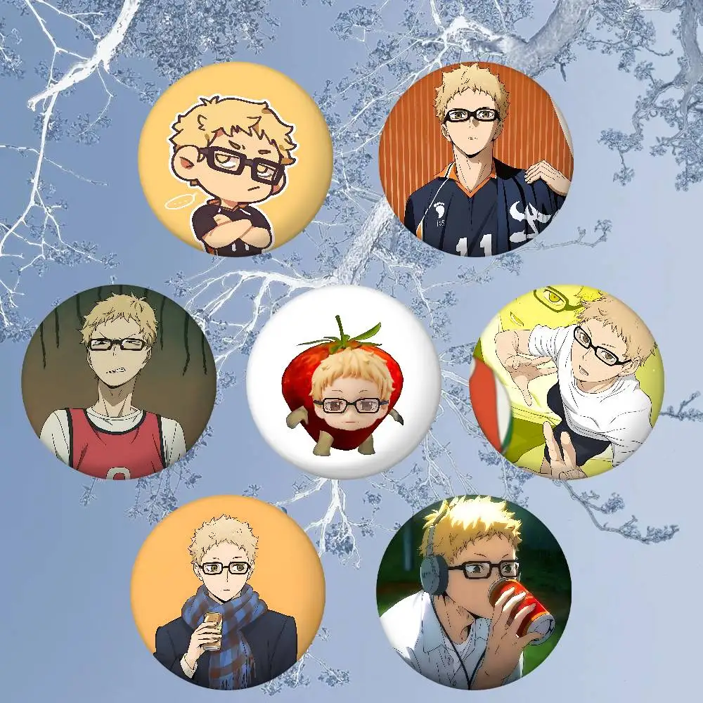 Cartoon Kei Tsukishima Emaille-Pins Handgefertigte Runde Brosche L Killer Yagami Light Cosplay Abzeichen Rucksack-Schmuck Geschenke