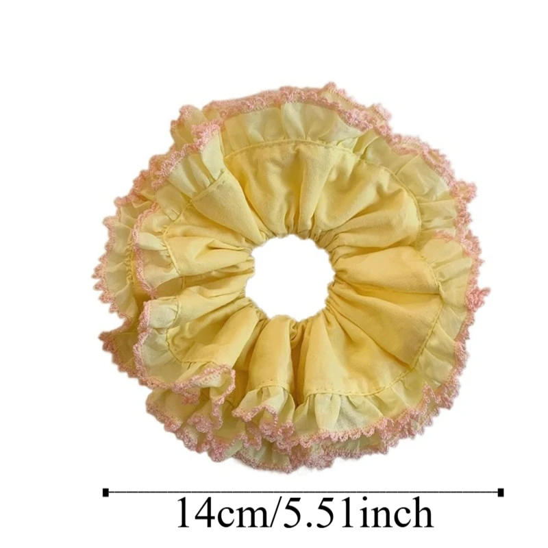 أزياء مطاطا منقوشة Scrunchies متعدد الطبقات الكورية نمط كبير الدانتيل الشعر التعادل القماش ذيل حصان حامل مبالغ فيها الشعر الدائري يوميا #6