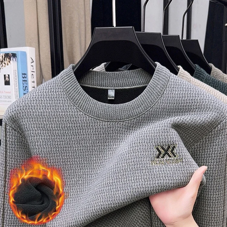 

Pierre Cardin Men's Winter Thiened Fce Knitwear round Ne Casual Warm Base irt Polyester Fiber Long Sve Coat