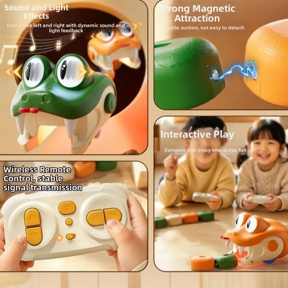 Light Up Eyes Remote Control Snake Eyes Rotate Two Speed Modes Magnetic Eating Snake Remote Controlled Electric Snake