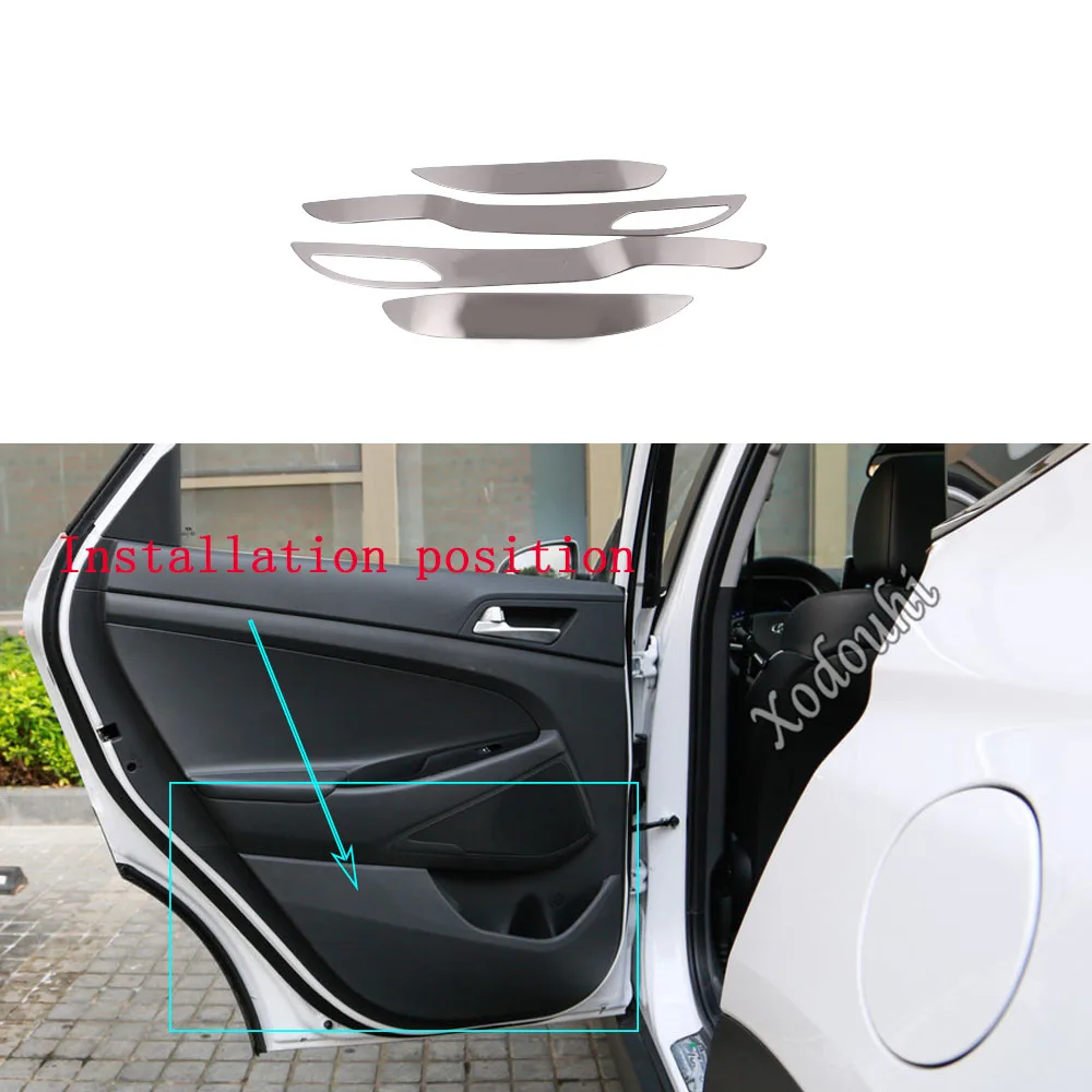 

For Hyundai Tucson 2019 2020 2021 Car Handrail Armrest Door Window Glass Switch Panel Trim Stick Frame Kick Pad Molding 4PCs