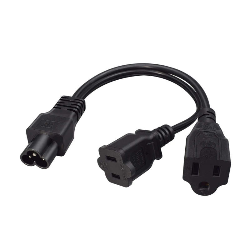 

U55B 30cm Y Splitter Power Cable IEC320 Connector To NEMA 1 15R And 5 15R Sockets Connector