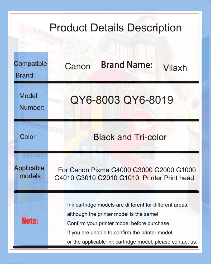 QY6 8019 8003  For Canon Pixma G4000 G3000 G2000 G1000 G4010 G3010 G2010 G1010  Printer Print head