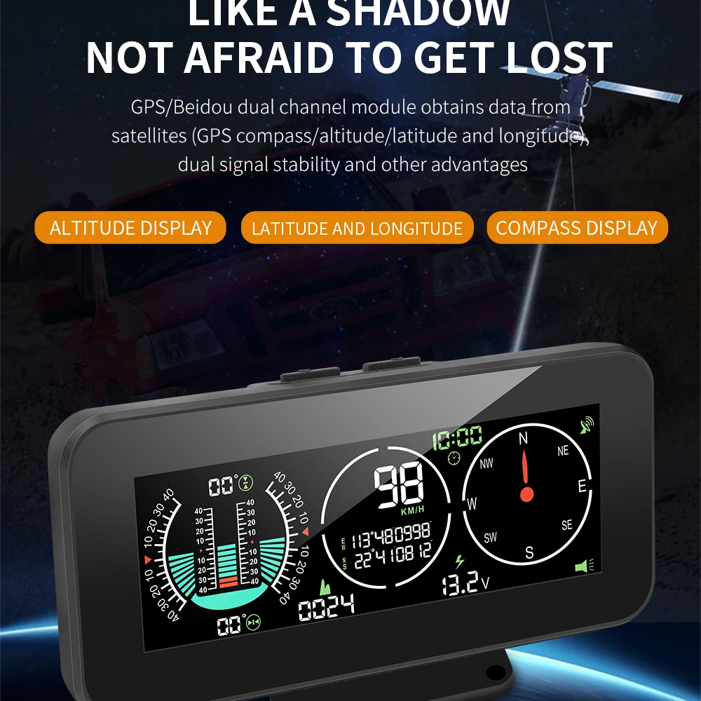 M60 Digitaler Geschwindigkeits- und Neigungsmesser Inclinometer M50 mit GPS-Tachometer und Kompass für Offroad-Zubehör 4x4 Bordcomputer – Detail 4